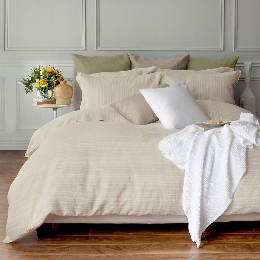 Colette Stripe Linen Jacquard | 3PC Duvet Cover & Shams Set