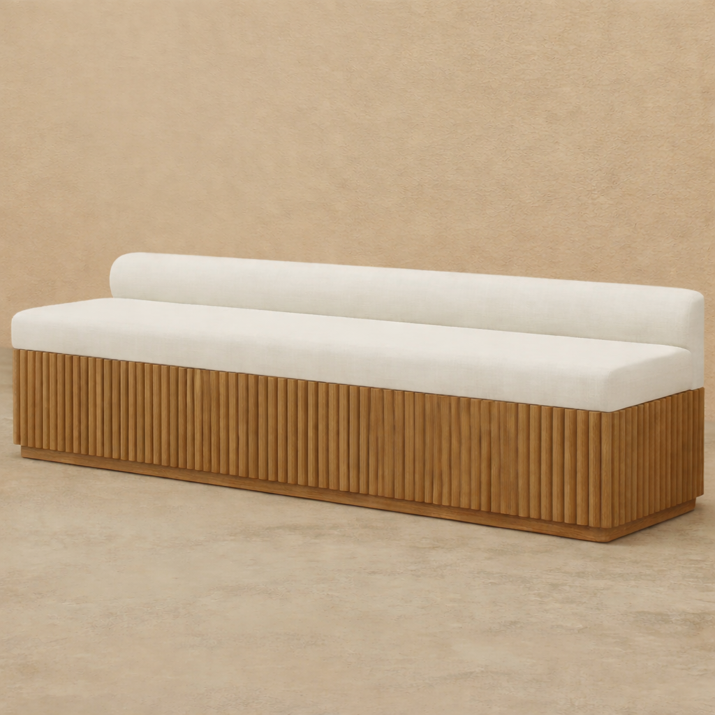 Fergus Fluted Bench (Custom) 48”L 24”H Medium Walnut #MWS Options 1