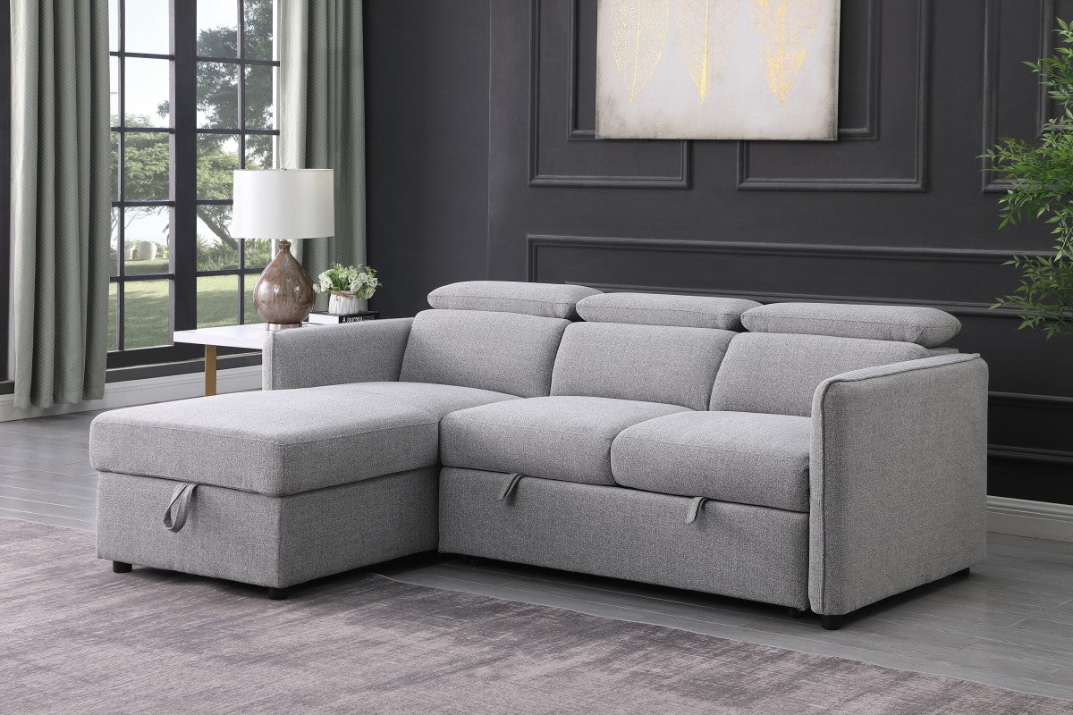 Ellis Sectional Sleeper Bed - Grey Left-Hand Facing Chaise