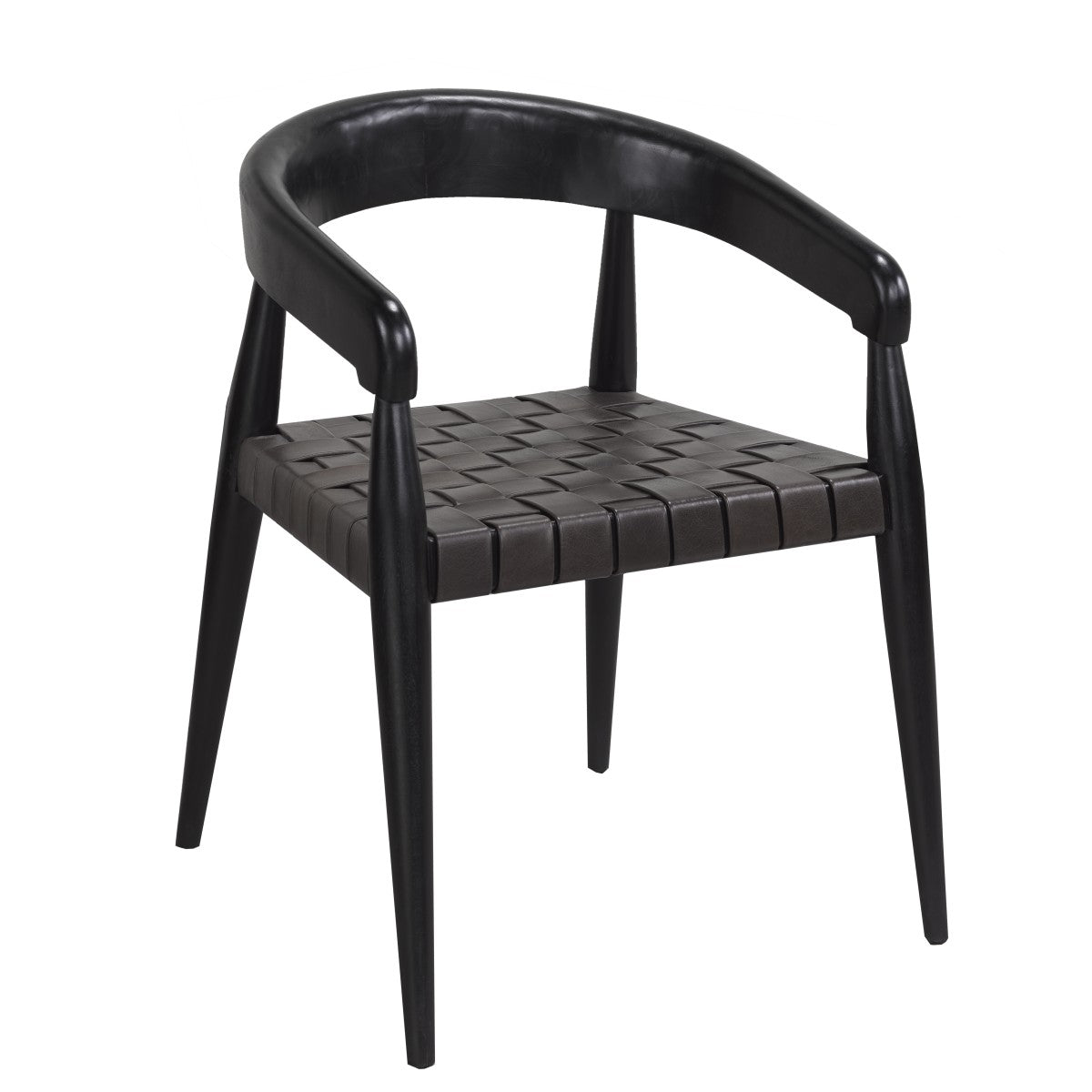Romo Dining Chair Black Frame Dark Brown Leather