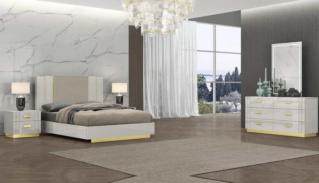 Charmer Queen Bedroom Series - High Gloss Light Grey