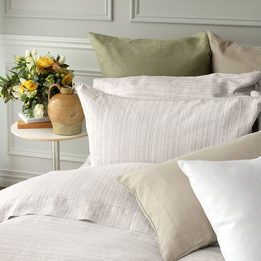 Colette Stripe Linen Jacquard | 3PC Duvet Cover & Shams Set