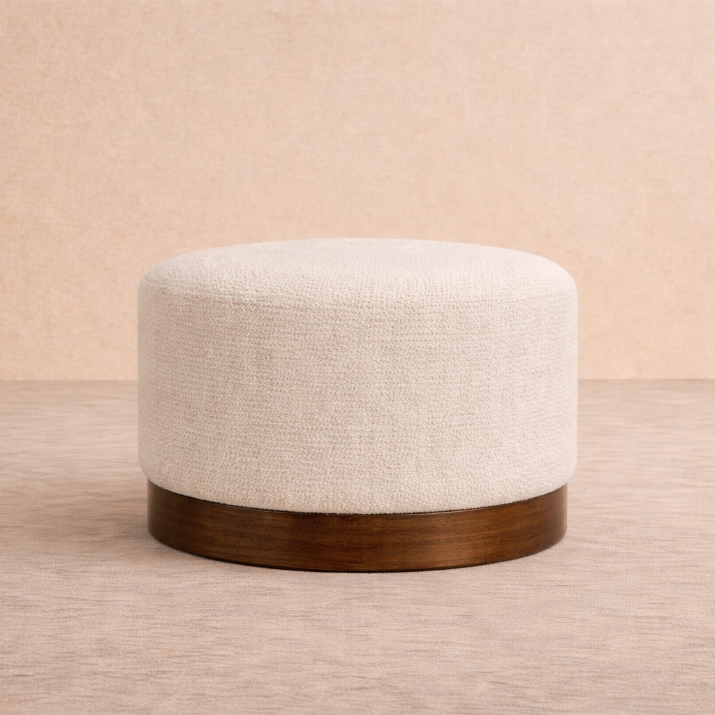 Petronas Ottoman - Round (Custom) 20” Diameter Walnut #MWS Options 1