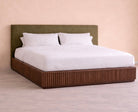 Lotus Platform Bed - Upholstered (Custom) Queen Medium Walnut Fluted #MWS Options 1