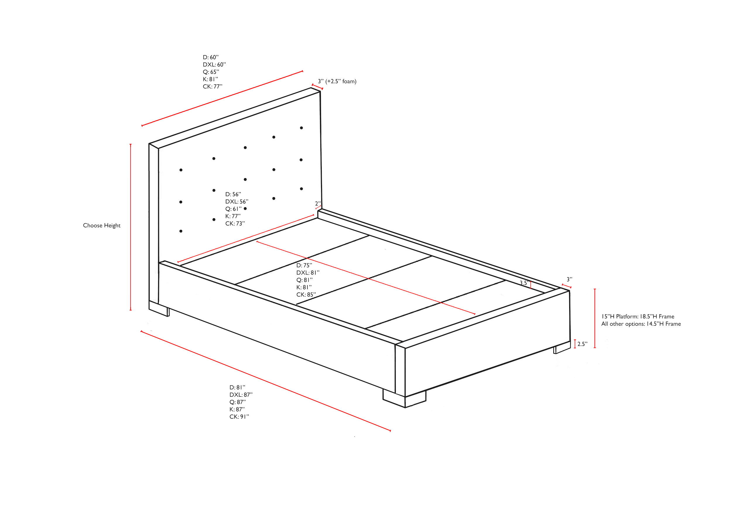 Gizelle Platform Bed (Custom)