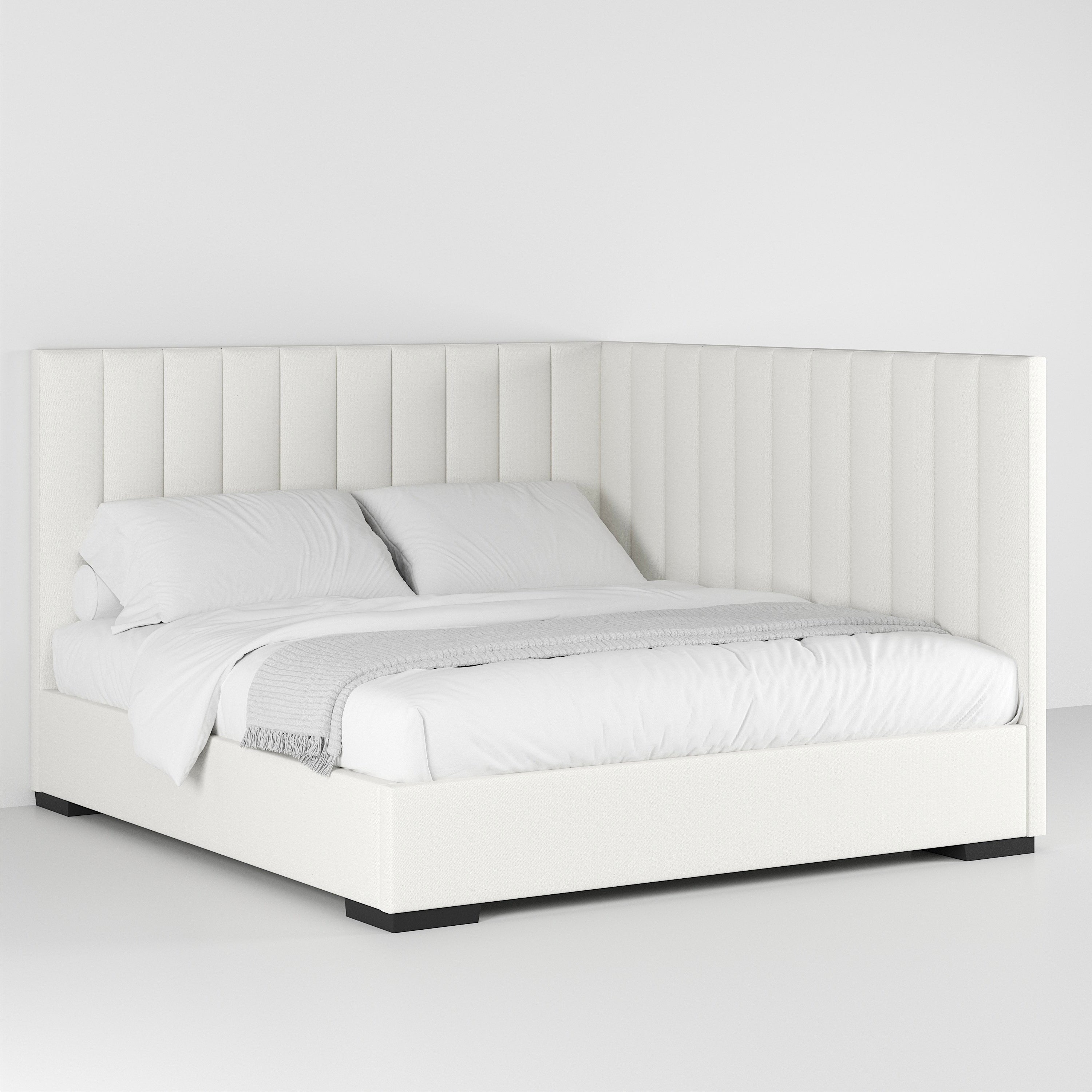Celine Corner Platform Bed (Custom) Double RHF Corner Bed 42"H #MWS Options 1