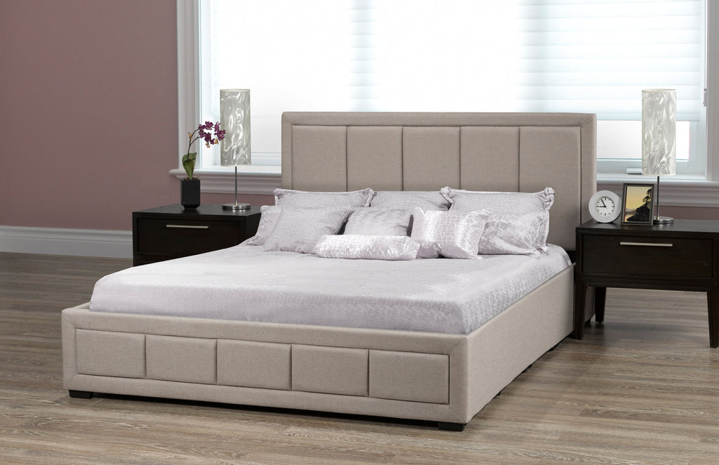 Pacific King Storage Bed - Beige Linen | Candace and Basil Furniture