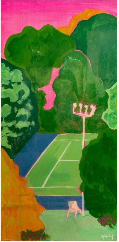 “Step onto the Court” | 2025 | 15” x 30” | Acrylic on Canvas with Resin Finish