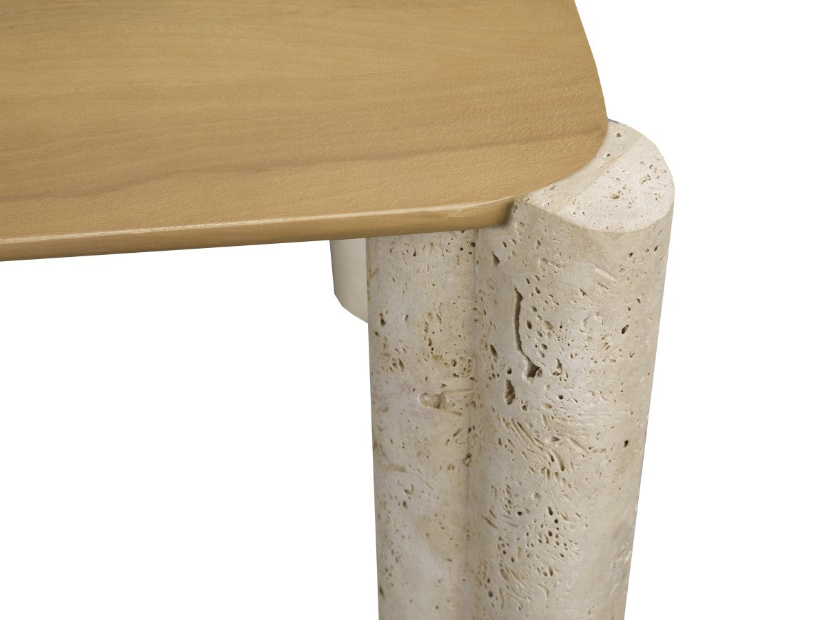 Travertine / Acacia 73"L Dining Table