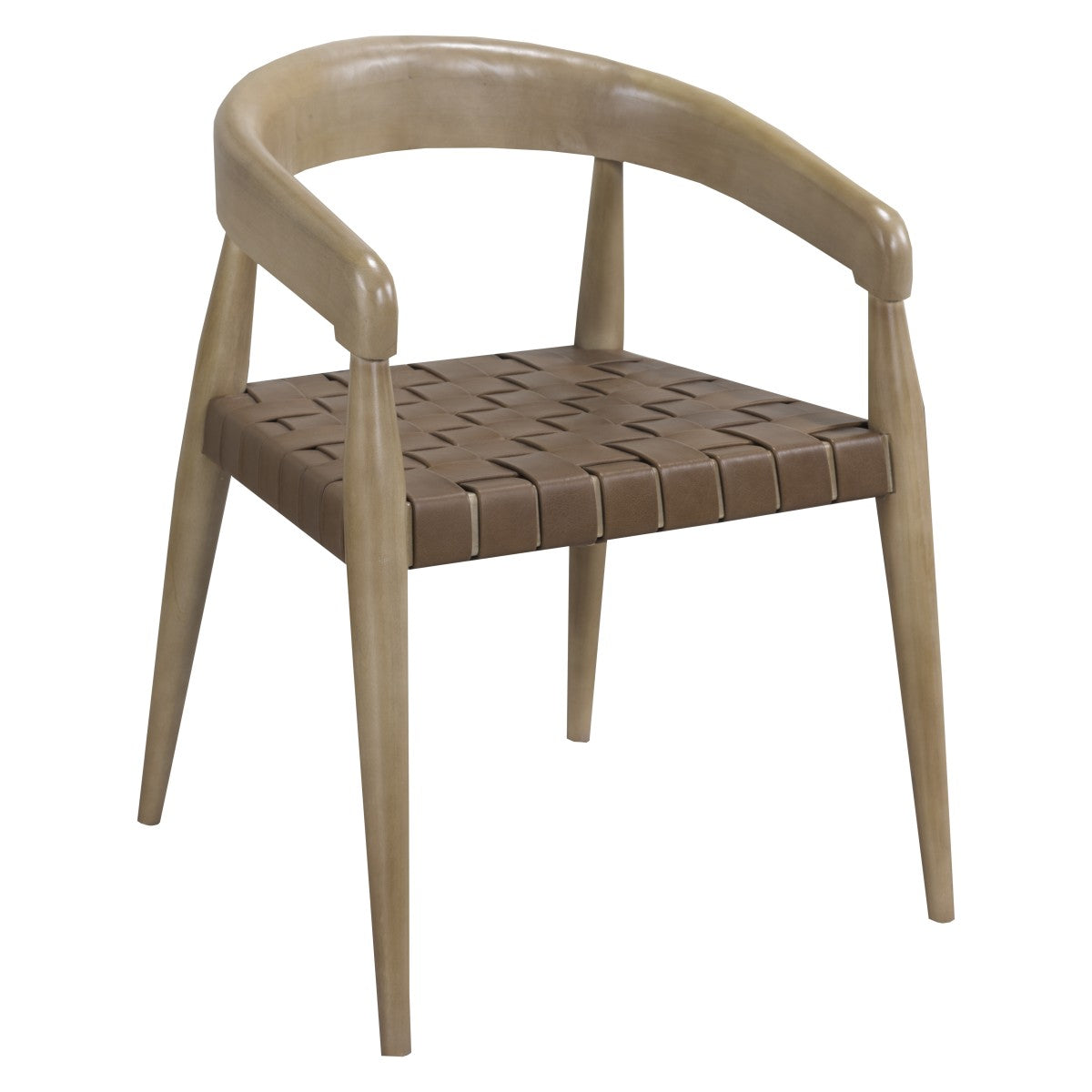 Romo Dining Chair Taupe Frame Brown Leather