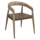 Romo Dining Chair Taupe Frame Brown Leather
