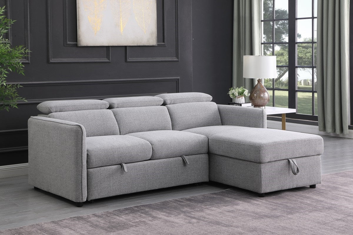 Ellis Sectional Sleeper Bed - Grey Right-Hand Facing Chaise