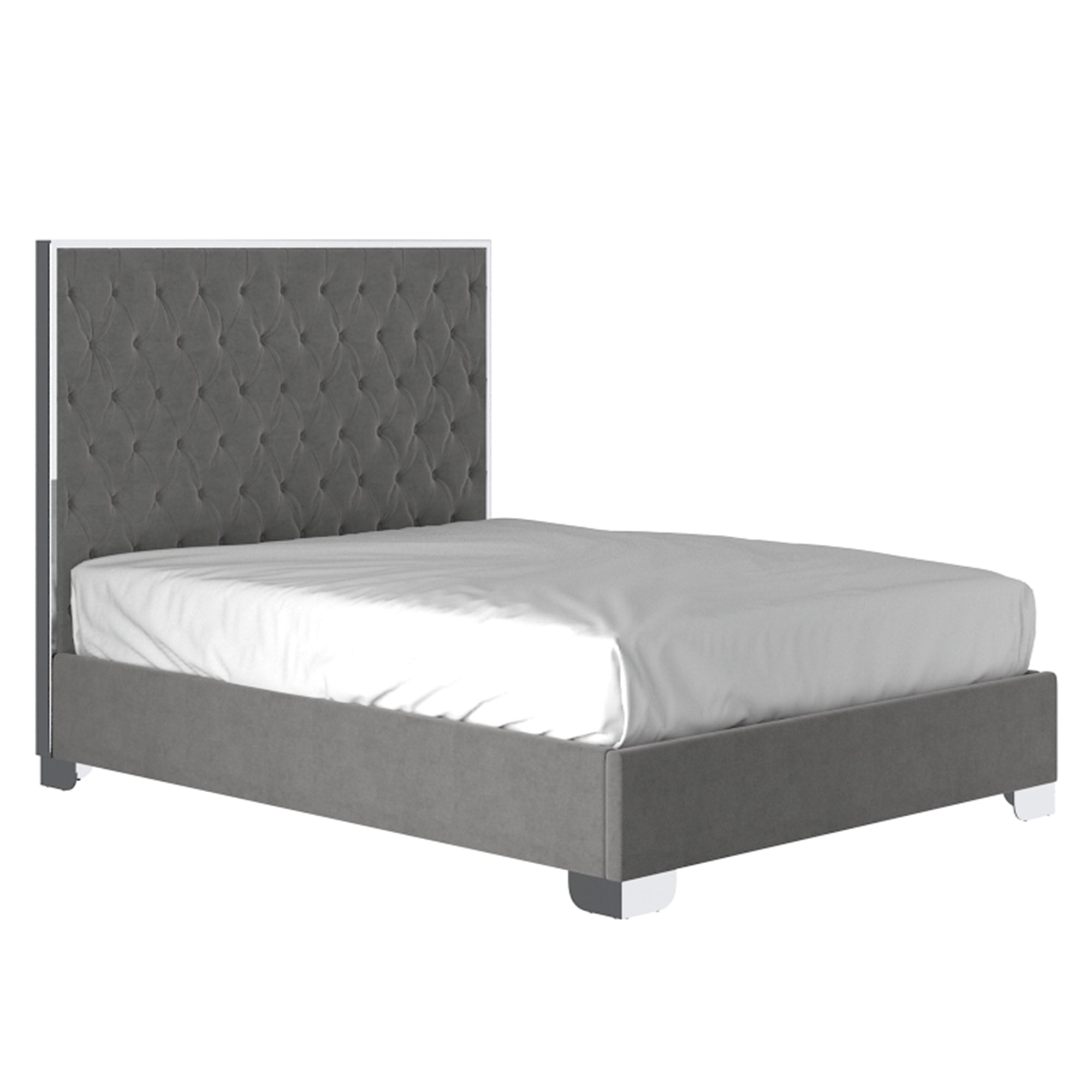 Kroma Platform Bed (Queen) - Grey Velvet – Candace & Basil Furniture
