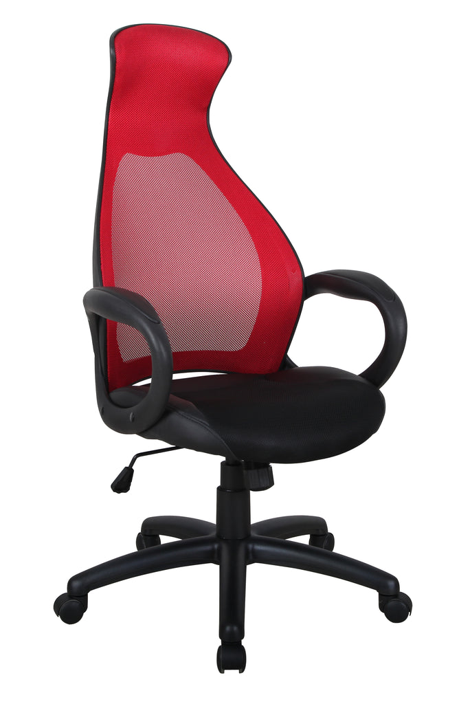 Adjustable Mesh-Back Office Chair with Gas Lift - Red | Candace and Basil Furniture