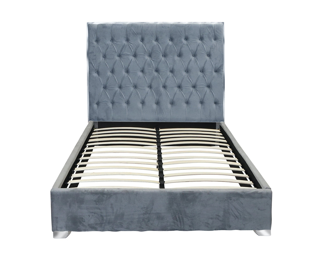 Kroma Platform Bed (Queen) - Grey Velvet – Candace & Basil Furniture