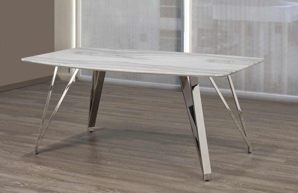 Madagascar 63" Rectangular Dining Table - Faux Marble | Candace and Basil Furniture