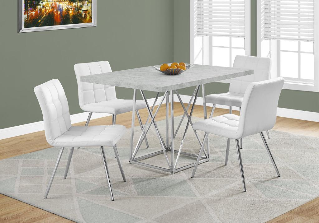 Candace & Basil Dining Table - 36"X 48" / Grey Cement / Chrome Metal