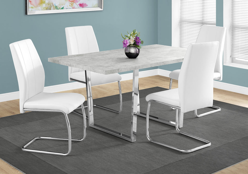 Candace & Basil Dining Table - 36"X 60" / Grey Cement / Chrome Metal