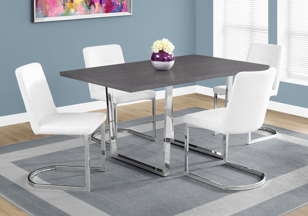Candace & Basil Dining Table - 36"X 60" / Grey / Chrome Metal