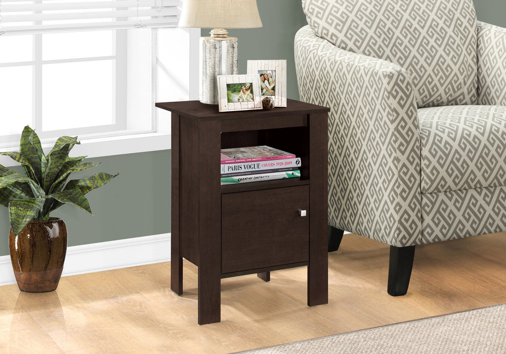 Candace & Basil Accent Table - Cappuccino Night Stand With Storage