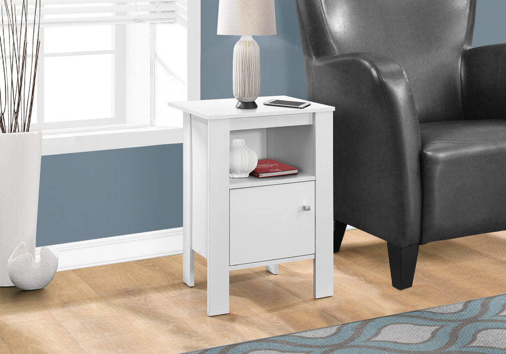 Candace & Basil Accent Table - White Night Stand With Storage