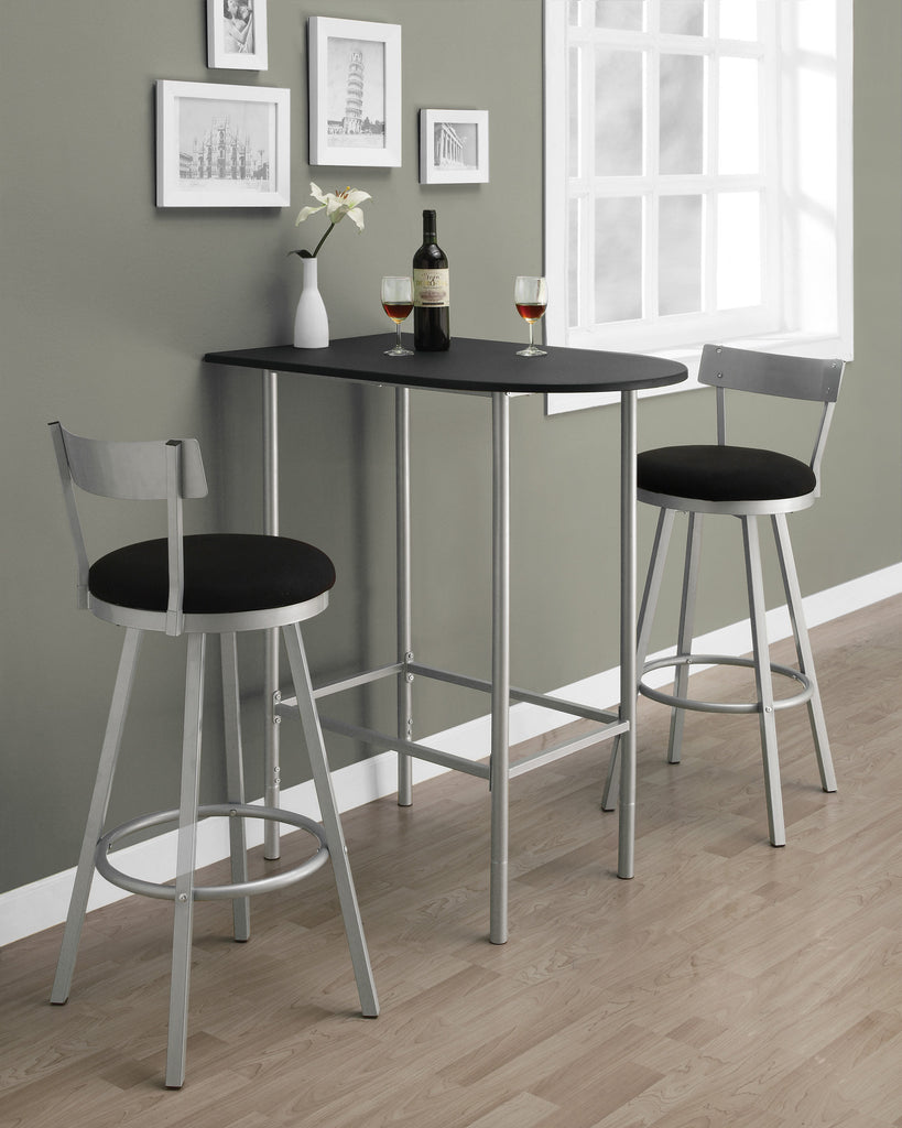 Candace & Basil Dining Table - 24"X 36" / Black / Silver Metal Spacesaver