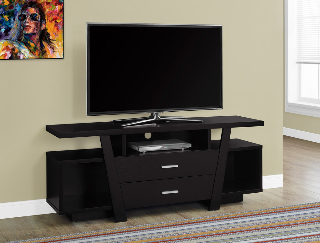 Candace & Basil TV Stand - 60"L / Cappuccino With 2 Storage Drawers