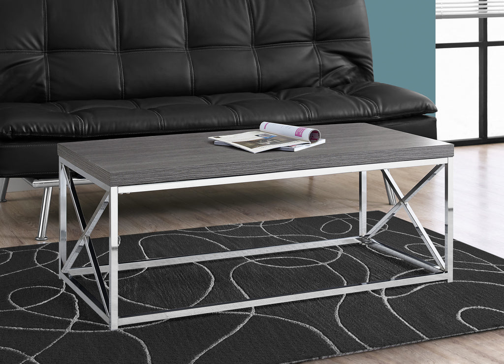 Candace & Basil Coffee Table - Grey With Chrome Metal