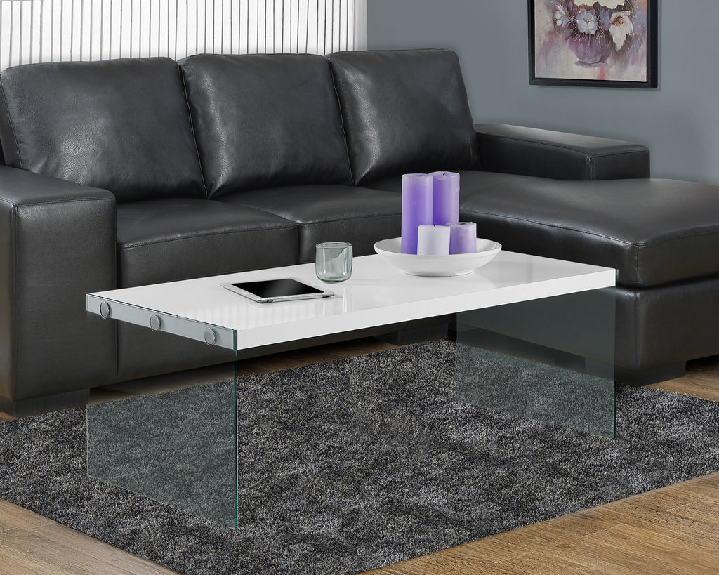 Candace & Basil Coffee Table - Glossy White With Tempered Glass