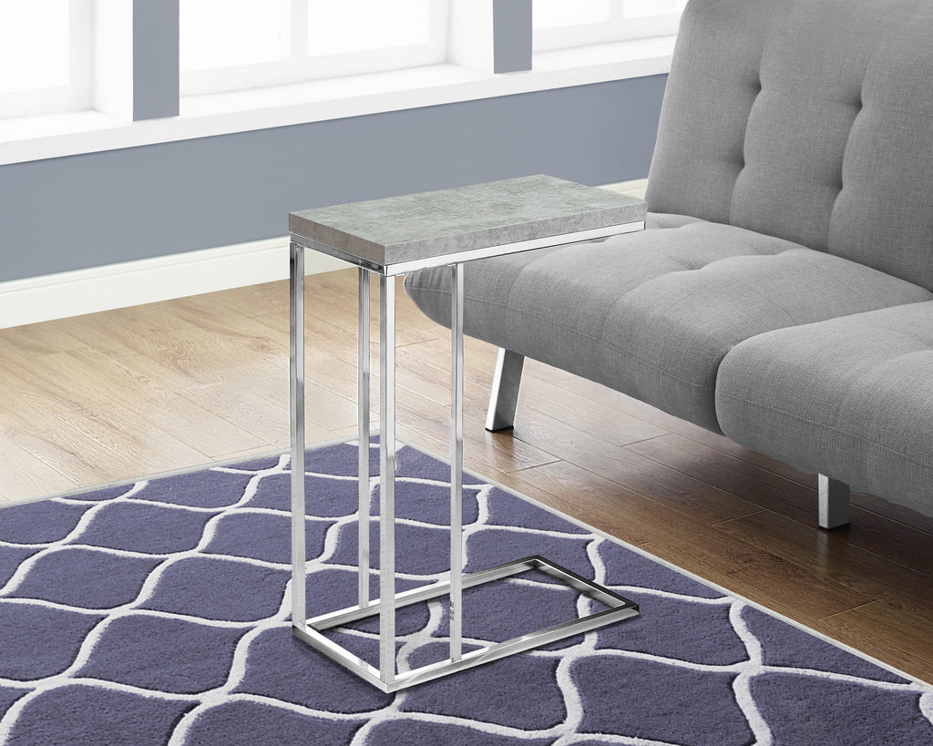 Candace & Basil Snack Table - Grey Cement With Chrome Metal