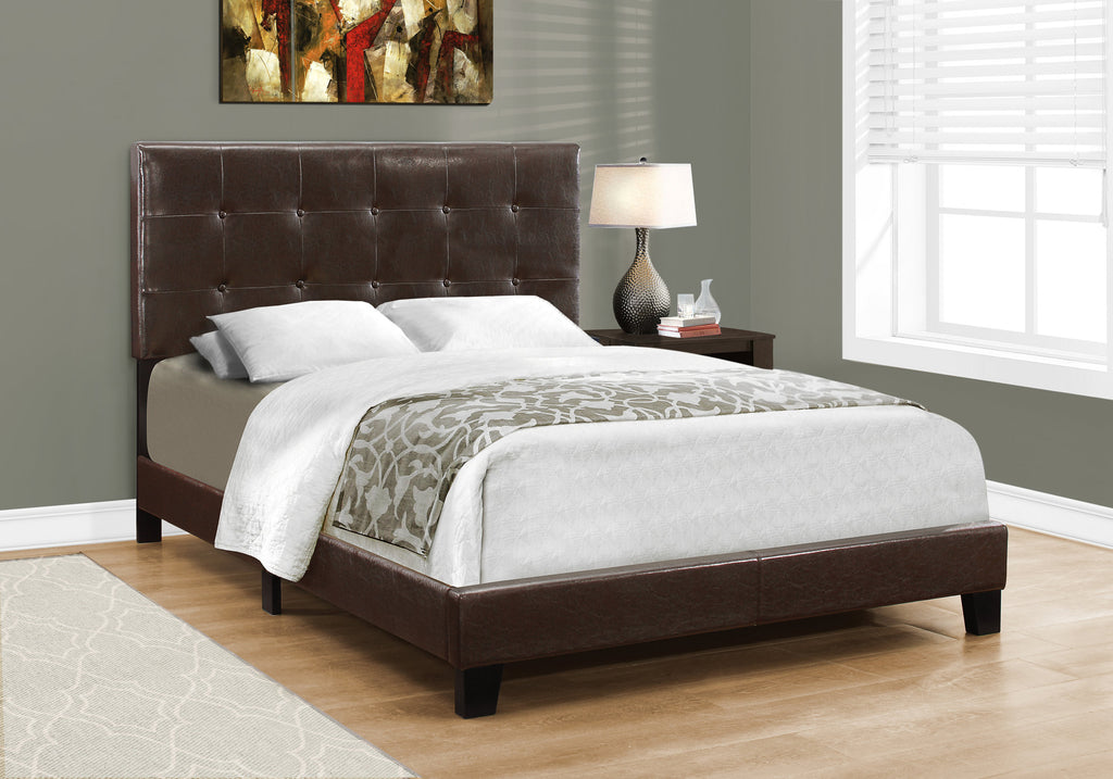 Candace & Basil Anderson Double/Full Bed Frame - Dark Brown Faux Leather