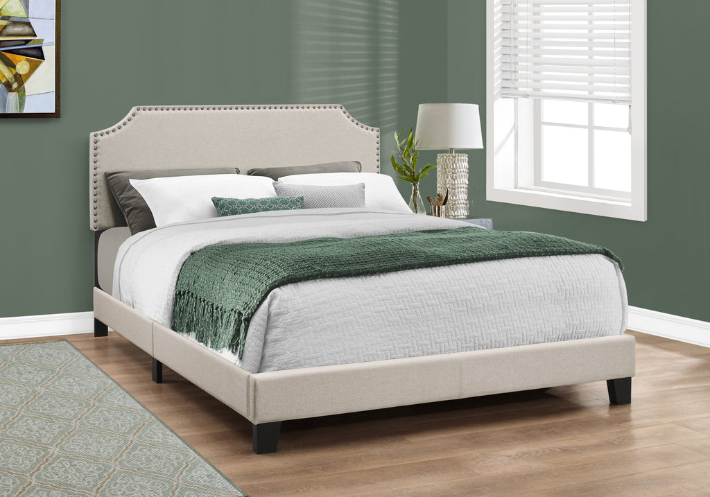 Candace & Basil Roosevelt Queen Bed Frame - Beige Linen