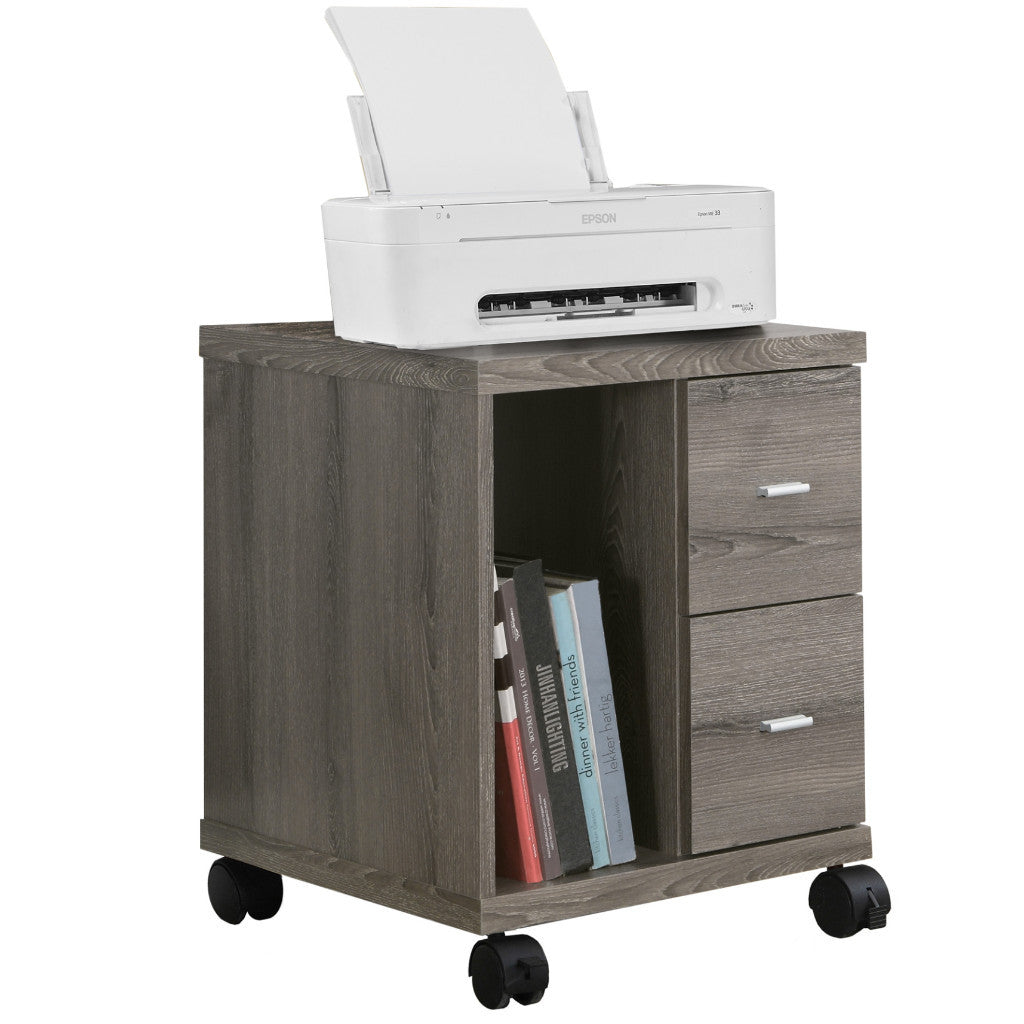 Candace & Basil Office Cabinet - Dark Taupe With 2 Drawers On Castors