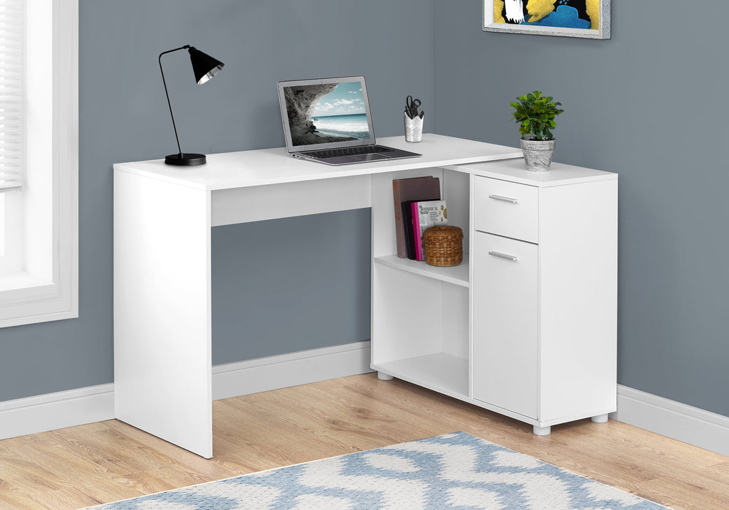 Candace & Basil Computer Desk - 46"L / White With A Storage Cabinet