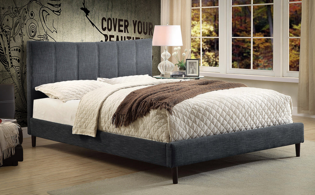 Candace & Basil Furniture |  Alberto Platform Queen Bed Frame - Grey Linen